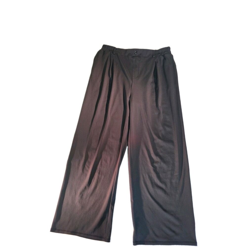 Womens Waffle Knit Wide Leg Dress Pants High Elastic Waist Work Casual Trousers